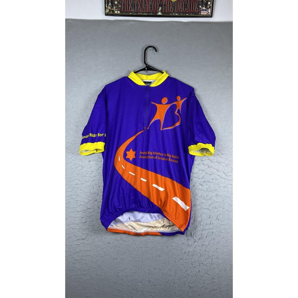VOmax Cycling Jersey Mens Large Purple Jewish Big Brother Big Sister 1/4 Zip USA